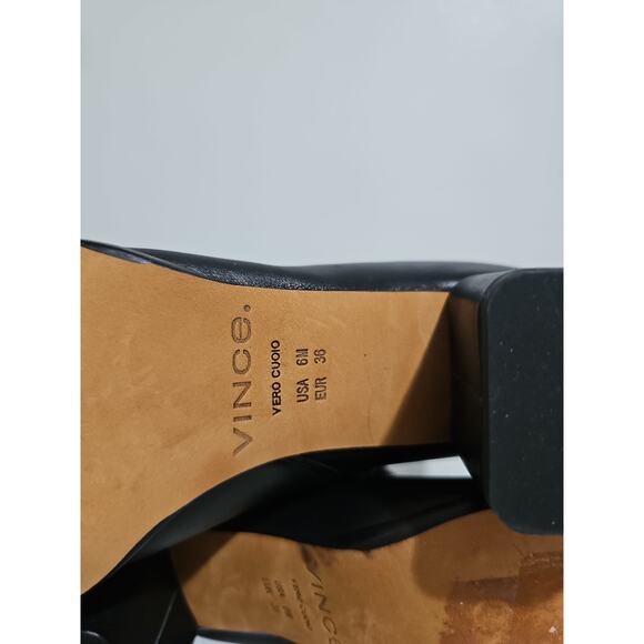 Vince Leather Boots Womens 6 Black Square Toe Block Heel Elevated Elegant - Picture 13 of 16